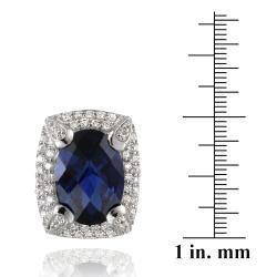 Glitzy Rocks Rhodium-plated Lab-created Sapphire and CZ Accent Earrings (7.6ct TGW)