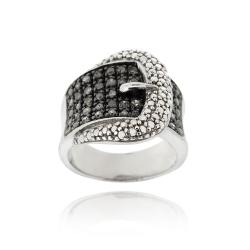 Sterling Silver 1/2ct TDW Black Diamond Buckle Ring