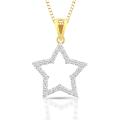 14k Two-Tone Gold 1/ct TDW Diamond Star Necklace (H-I, I1-I2)