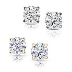 14k Gold 1ct TDW Round Diamond Hearts and Arrows Stud Earrings (G, SI1-SI2)