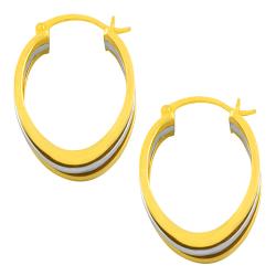 14k Two-tone Gold 3-row Oval Hoop Earrings