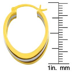 14k Two-tone Gold 3-row Oval Hoop Earrings