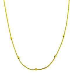 14k Yellow Gold Diamond-cut Bead Ball Station Necklace