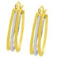 14k Two-tone Gold 3-row Oval Hoop Earrings