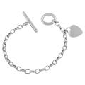 14k White Gold Heart Charm Toggle Bracelet