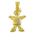 14k Two-tone Gold Satin Number 1 Boy Pendant