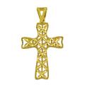 14k Yellow Gold Diamond-cut Ribbed Edge Cross Pendant