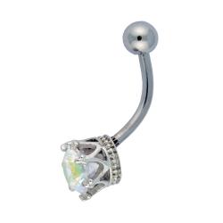 White cubic zirconia belly ring