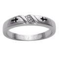 Sterling Silver Men's Diamond Accent 'WITH THIS RING I THEE WED' Band