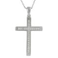 Silvertone Pave-set Cubic Zirconia Cross Necklace