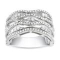 Sterling Silver Round Cubic Zirconia Fancy Band Ring