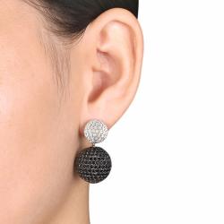 Sterling Silver Black and White Cubic Zirconia Earrings (20 1/2ct TGW)