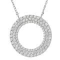 Tressa Silvertone Pave-set Cubic Zirconia Circle Necklace