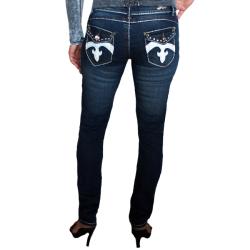 Silver Diva Women's Rhinestone Fleur De Lis Denim Jeans
