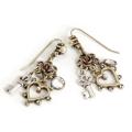 Sweet Romance Pewter Rose, Key, Heart Charm Earrings