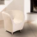 Modern Ivory Microfiber Accent Chair