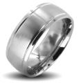Stainless Steel Men's Brushed Center Wedding Band