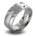 Polished Stainless Steel Men's Brushed Center Wedding Band