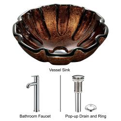 Walnut Shell Vessel Sink in Browns with Chrome Faucet