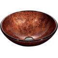 Vigo Mahogany Moon Above the Counter Round Tempered Glass Vessel Sink in Copper