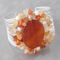 Aluminum Silver Carnelian and Pearl Cuff Bracelet (Philippines)