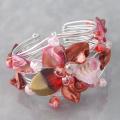 Goldtone Pink SeaShell Floral Cuff Bracelet (Philippines)