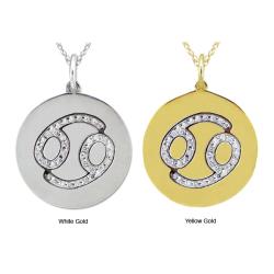 10k Gold White Cubic Zirconia Cancer Astrological Necklace