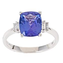 14k White Gold Tanzanite and 1/5ct TDW Diamond Ring (G-H, I1-I2)
