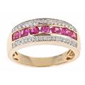 14k Yellow Gold Thai Ruby and 1/5ct TDW Diamond Ring (G-H, I1-I2)