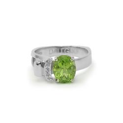 Daliglio Platinum over Silver Peridot and Diamond Accent Ring