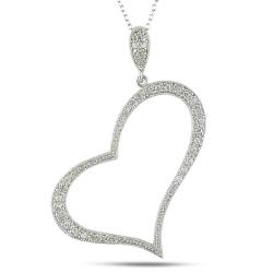 Sterling Silver White Cubic Zirconia Heart Necklace