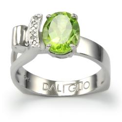 Daliglio Platinum over Silver Peridot and Diamond Accent Ring