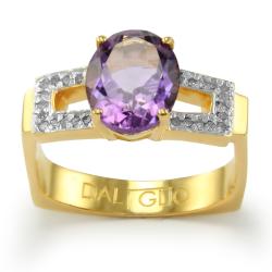 Daliglio 14k Gold over Silver Amethyst and 1/8ct TDW Diamond Ring (H-I, I1-I2)(Size 7)