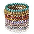 Multi-colored FW Potato Pearl 10-piece Stretch Bracelet Set (7-8 mm)