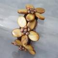 Gold Mother of Pearl Cotton Floral Trio Rope Bracelet (Thailand)