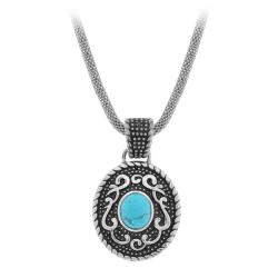 Inox Stainless Steel Turquoise Oval Necklace