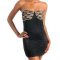 Stanzino Women's Black with Tan Lace Tube Dress