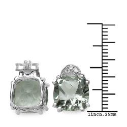 Sterling Silver Green Amethyst and 1/10ct TDW Diamond Earrings (I2-I3)