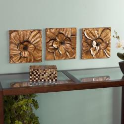 Baxley 3-Piece Metallic Gold Metal Wall Panel Set