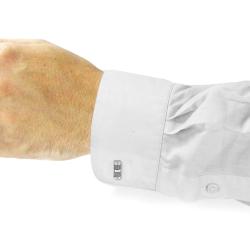 Stainless Steel Barrel Mesh Inlay Cuff Links