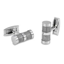 Stainless Steel Barrel Mesh Inlay Cuff Links
