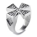 Stainless Steel Men's Textured Iron Cross Ring