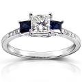 14k Gold 3/4ct TDW Certified Diamond and Blue Sapphire Ring (I, SI1)