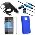Blue Case/ Headset/ Car Charger for Samsung Galaxy S2 Attain i777 AT&T