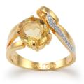 Daliglio Sterling Silver Citrine and 1/15ct TDW Diamond Ring