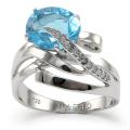 Daliglio Sterling Silver Topaz and 1/15ct TDW Diamond Ring