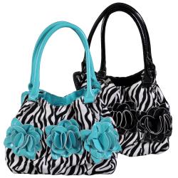 Journee Collection Women's Flower Detail  Zebra Print Hobo Bag