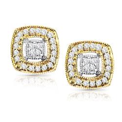 14k Two-Tone Gold 1/5ct TDW Diamond Earrings (H-I, I1-I2)