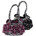 Journee Collection Women's Flower Detail Zebra Print Satchel Bag