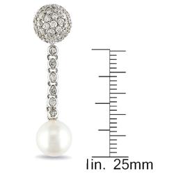 14k White Gold FW Pearl and 1 1/4ct TDW Diamond Earrings (G-H, SI2)